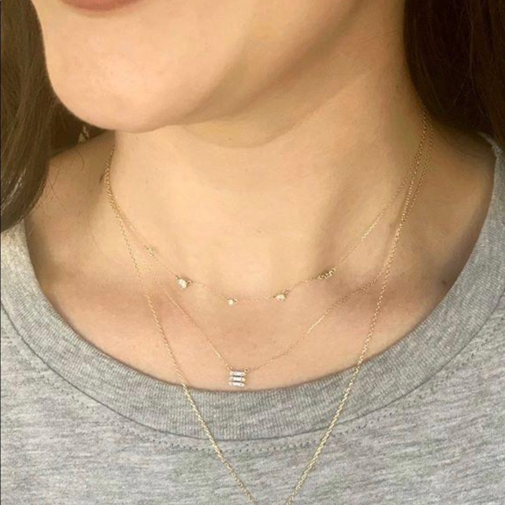 NEW Adina Reyter Triple Stack Baguette Necklace